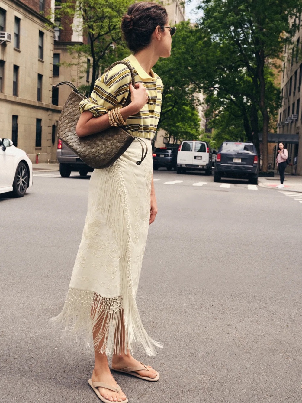 ZARA ZW COLLECTION 100% LINEN EMBROIDERED MIDI SKIRT - Picture 8 of 14